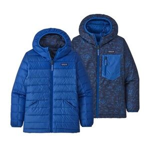 Patagonia Blue Reversible Hooded Down Sweater